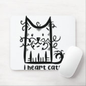 Curly hahaarig Messy Cat I Heart Cats Mousepad (Mit Mouse)