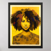 Curly Hair American Woman Collage Poster (Vorne)