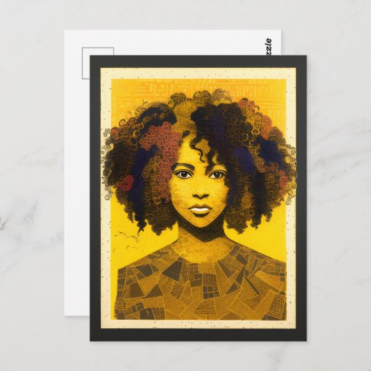 Curly Hair American Woman Collage Postkarte (Vorne/Hinten)