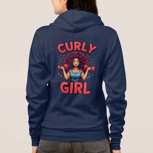 Curly Hair Girl - Pink Gym Motivation Activewear Hoodie (Rückseite)