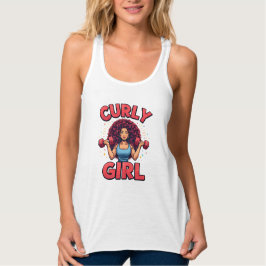 Curly Hair Girl - Pink Gym Motivation Activewear Tank Top