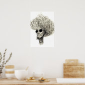 Curly Hair Man mit schwarzer Sonnenbrille Poster (Küche)