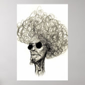 Curly Hair Man mit schwarzer Sonnenbrille Poster (Vorne)