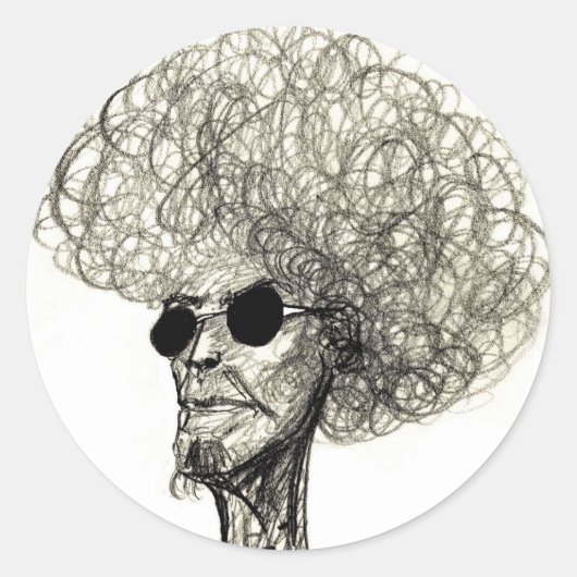 Curly Hair Man mit schwarzer Sonnenbrille Runder Aufkleber (Vorderseite)