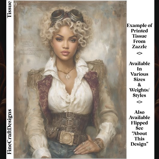 Curly Hair Steampunk Frau, Corset EB2L Decoupage Seidenpapier
