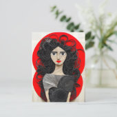 Curly Haired Woman Collage Postkarte (Stehend Vorderseite)