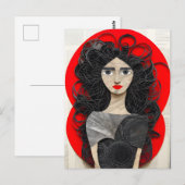 Curly Haired Woman Collage Postkarte (Vorne/Hinten)