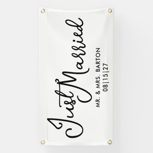 Curly Just Married Car Banner (Vertikal)
