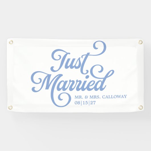 Curly Just Married Car Banner (Horizontal)