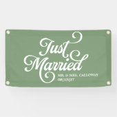 Curly Just Married Car Banner (Horizontal)