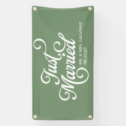 Curly Just Married Car Banner (Vertikal)