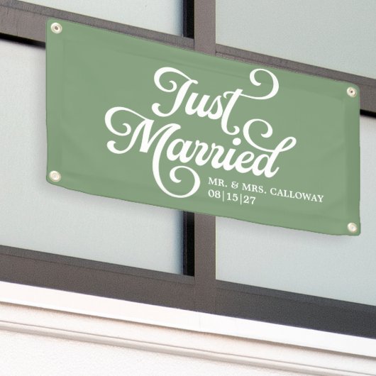 Curly Just Married Car Banner (Äußeres Gebäude)