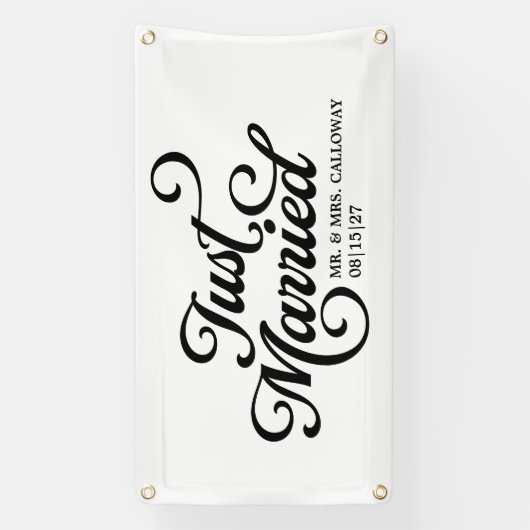 Curly Just Married Car Banner (Vertikal)