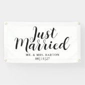 Curly Just Married Car Banner (Horizontal)