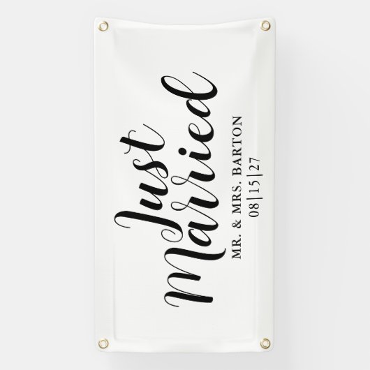 Curly Just Married Car Banner (Vertikal)