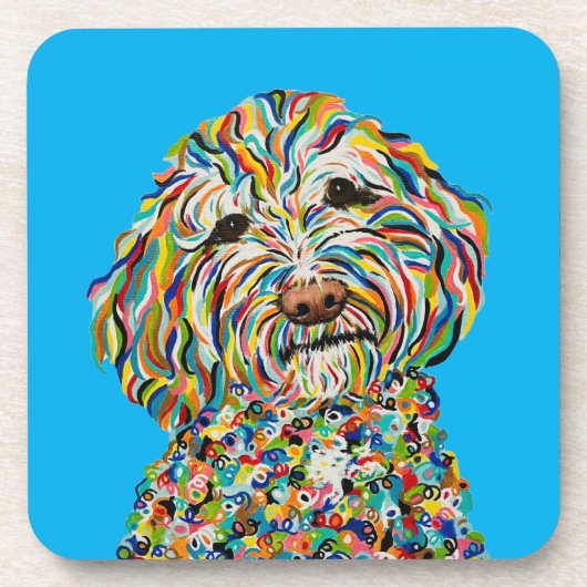 CURLY LABRADOODLE COASTER GETRÄNKEUNTERSETZER (Vorderseite)