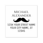 Curly Mustache Silhouette Name Rücksendeadresse Permastempel (Design)