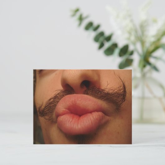 Curly Mustache Smooches Postcard Postkarte (Stehend Vorderseite)
