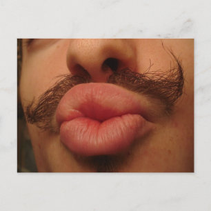 Curly Mustache Smooches Postcard Postkarte