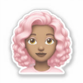 Curly Pink-Hair Emoji Aufkleber (Vorderseite)