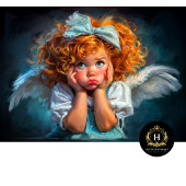Curly Redhead Angel Girl Decoupage Seidenpapier