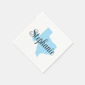 Curly Script Name Baby Blue Texas Serviette (Ecke)