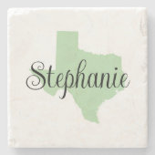 Curly Script Name Pale Green Texas Steinuntersetzer (Vorderseite)