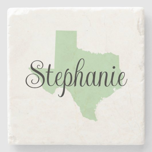 Curly Script Name Pale Green Texas Steinuntersetzer (Vorderseite)