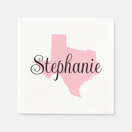 Curly Script Name Pink Texas Serviette (Vorderseite)