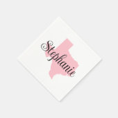Curly Script Name Pink Texas Serviette (Ecke)