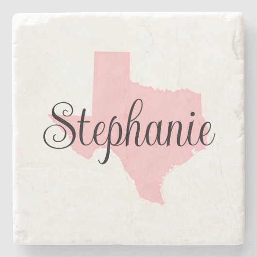 Curly Script Name Pink Texas Steinuntersetzer (Vorderseite)