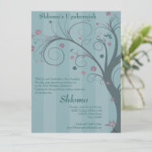 Curly Tree - blaue Einladung (Stehend Vorderseite)