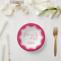 Curly Wavy Pink Retro 21. Geburtstagsticker