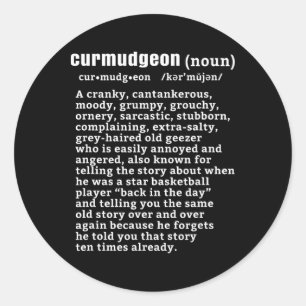 Curmudgeon (Bysketbyll-Version) Spaß Senior Citize Runder Aufkleber