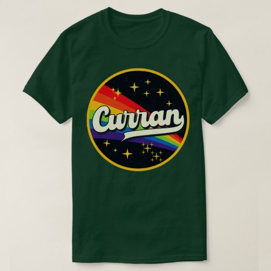 Curran-Regenbogen im Vintagen Weltraumstil T-Shirt (Design vorne)