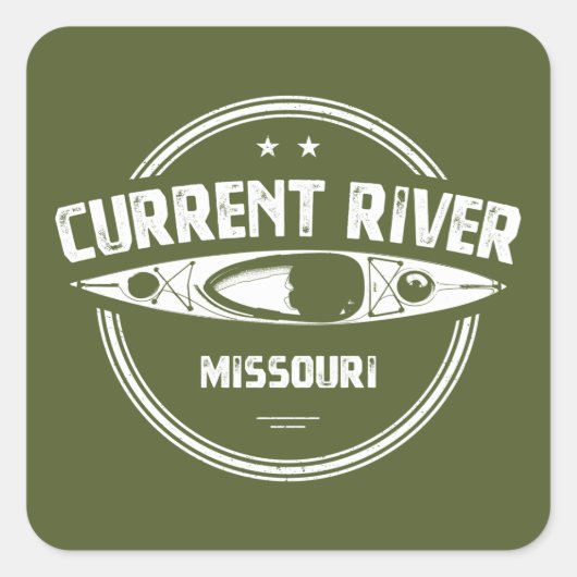 Current River Missouri Kayaking Quadratischer Aufkleber (Vorderseite)