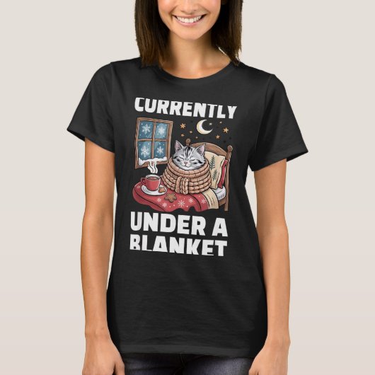 Currently Under A Blanket Cat Cute Lazy Cat Lover T-Shirt (Vorderseite)