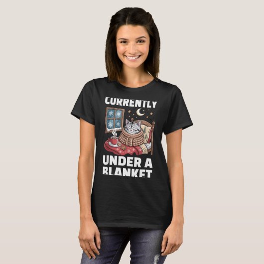 Currently Under A Blanket Cat Cute Lazy Cat Lover T-Shirt (Vorne ganz)