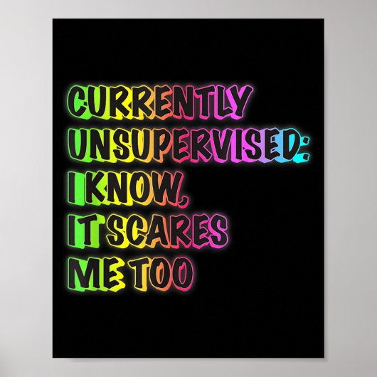 Currently Unsupervised Funny Quote Humor Sarcastic Poster (Vorne)