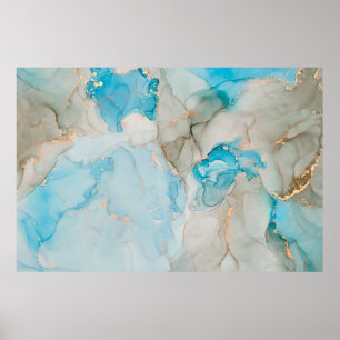 Currents of translucent hues, snaking metallic swi poster