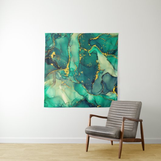 Currents of translucent hues, snaking metallic swi wandteppich (Beispiel (Horizontal))