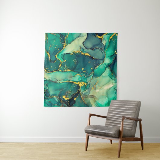 Currents of translucent hues, snaking metallic swi wandteppich (Beispiel)