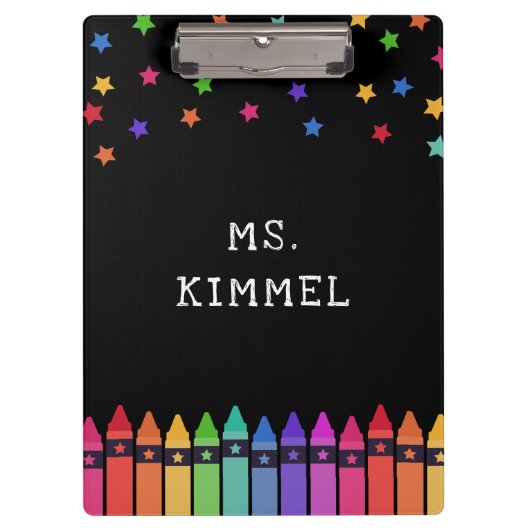 Curriculum "Black Crayons & Stars" Klemmbrett (Vorderseite)