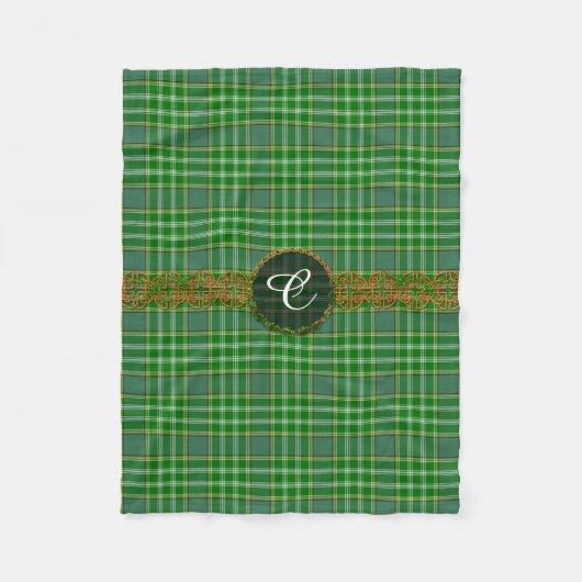 Currie Tartan und Monogramm Fleecedecke (Vorderseite)