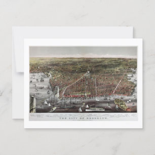 Currier and Ives print of Brooklyn, 1886 Postkarte