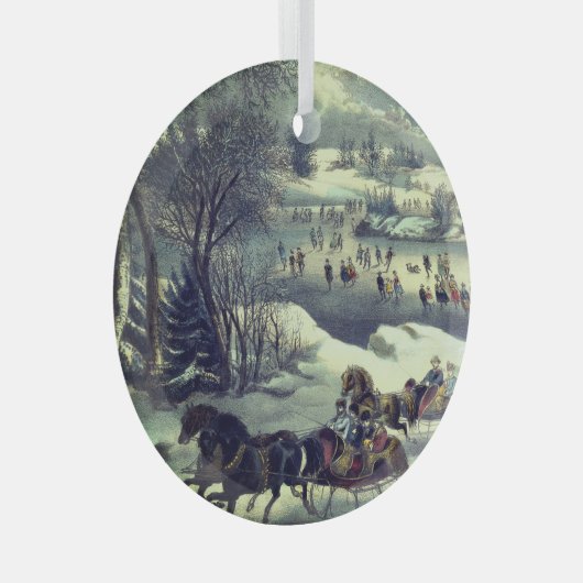 Currier & Ives' Central Park im Winter Ornament Aus Glas (Vorderseite Rechts)