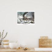 Currier & Ives Lithograph: Amerikanische Eisenbahn Poster (Küche)