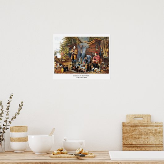 Currier & Ives Lithograph: Camping im Wald Poster (Küche)