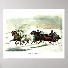 Currier & Ives Lithograph: Das Schlittenrennen Poster