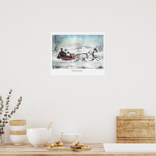 Currier & Ives Lithograph: DIE STRASSE, DER WINTER Poster (Küche)